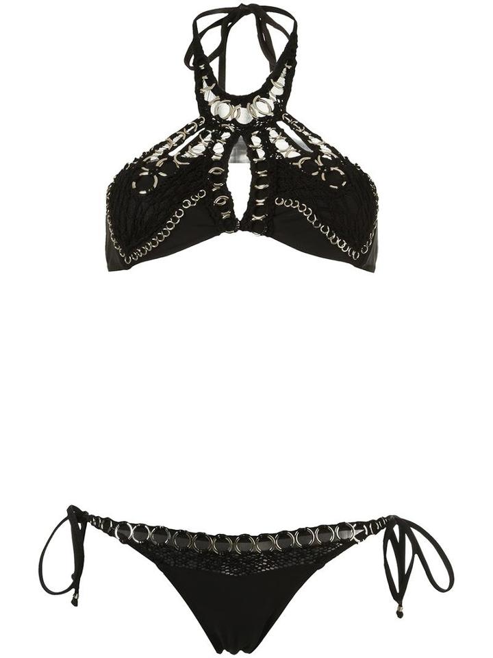 Amir Slama Metallic Details Bikini Set, Women's, Size: G, Red, Elastodiene