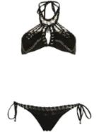 Amir Slama Metallic Details Bikini Set, Women's, Size: G, Red, Elastodiene
