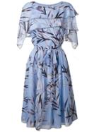 Blumarine Floral Print Dress, Women's, Size: 46, Blue, Silk/spandex/elastane