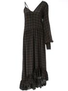 Rokh Asymmetric Ruffled Silk Dress - Brown
