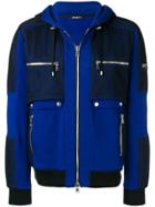 Balmain Hooded Jacket With Net Panels - Blue