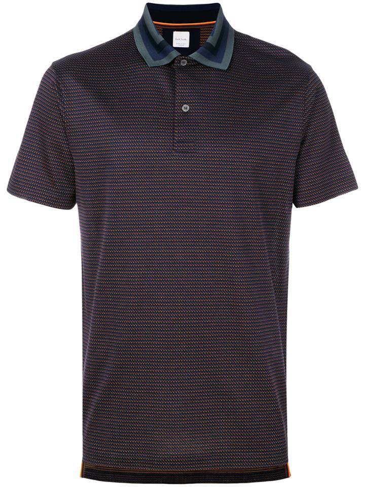 Paul Smith Striped Collar Polo Shirt - Blue
