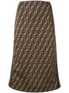 Fendi Logo Straight Skirt - Brown