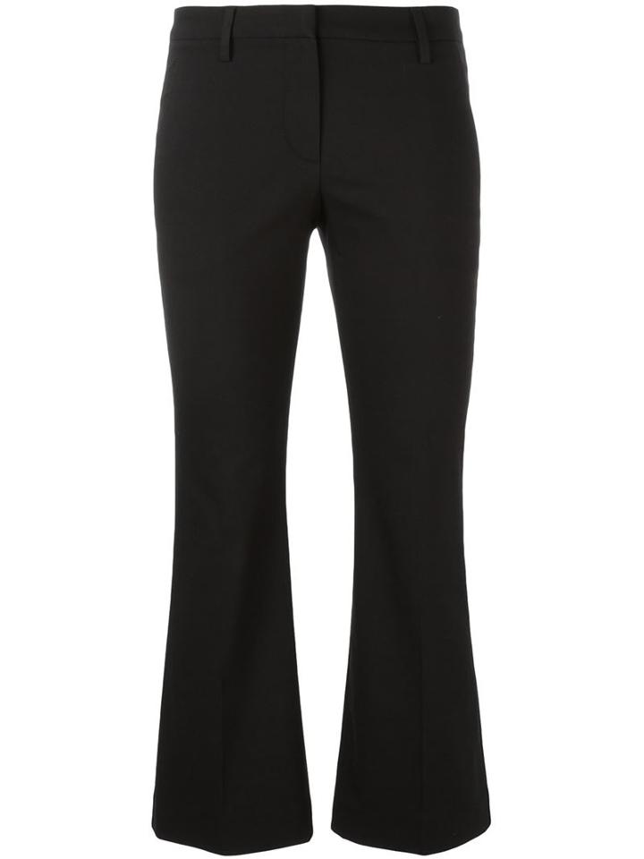 Brunello Cucinelli Flared Cropped Trousers, Women's, Size: 44, Black, Cotton/spandex/elastane/polyester/cupro