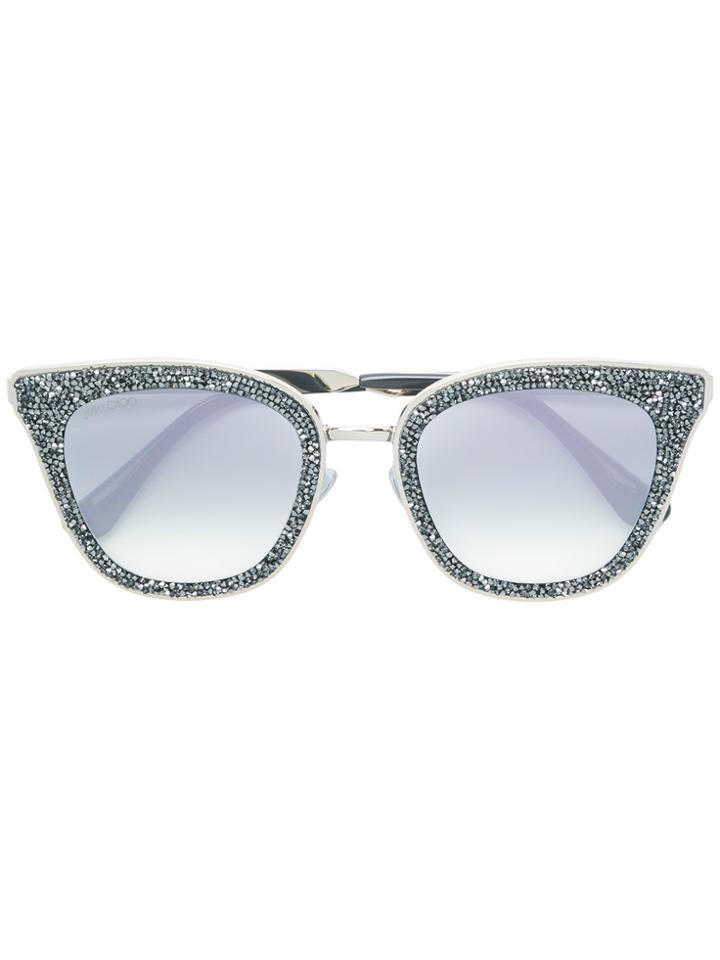 Jimmy Choo Eyewear Lizzy 63 Crystal Embellished Sunglasses - Metallic