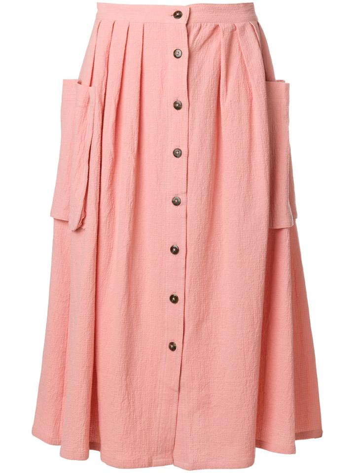 Lf Markey Flared Button Skirt - Pink & Purple