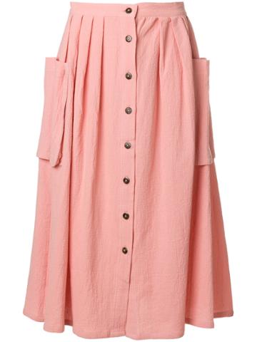 Lf Markey Flared Button Skirt - Pink & Purple