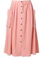 Lf Markey Flared Button Skirt - Pink & Purple