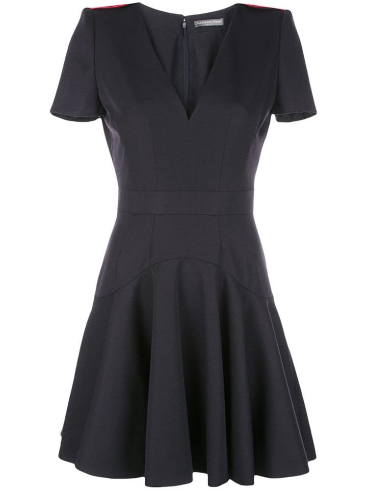 Alexander Mcqueen Structured-shoulder Dress - Blue