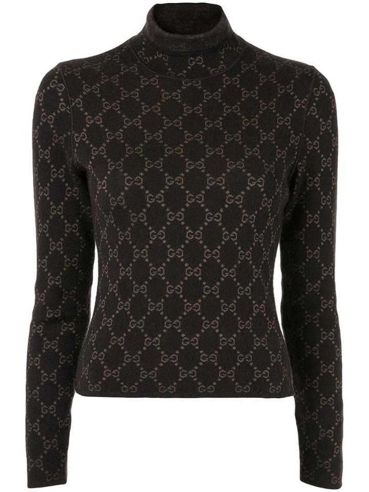 Gucci Pre-owned Gg Supreme Turtleneck Top - Brown