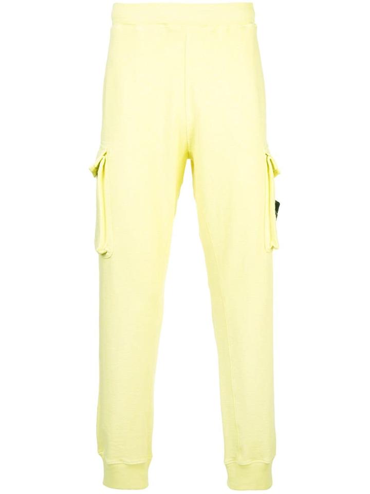 Stone Island Logo Sweatpants - Yellow