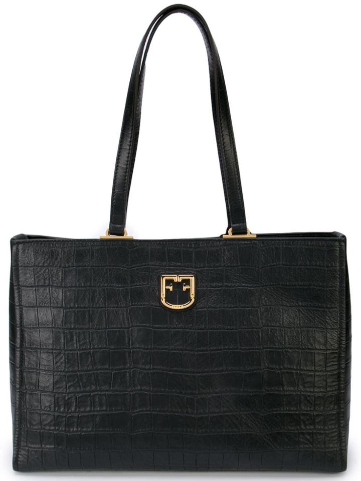 Furla Croco-effect Tote - Black