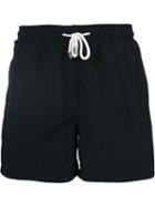 Solid & Striped Front Pockets Swim Shorts, Men's, Size: Medium, Black, Polyamide