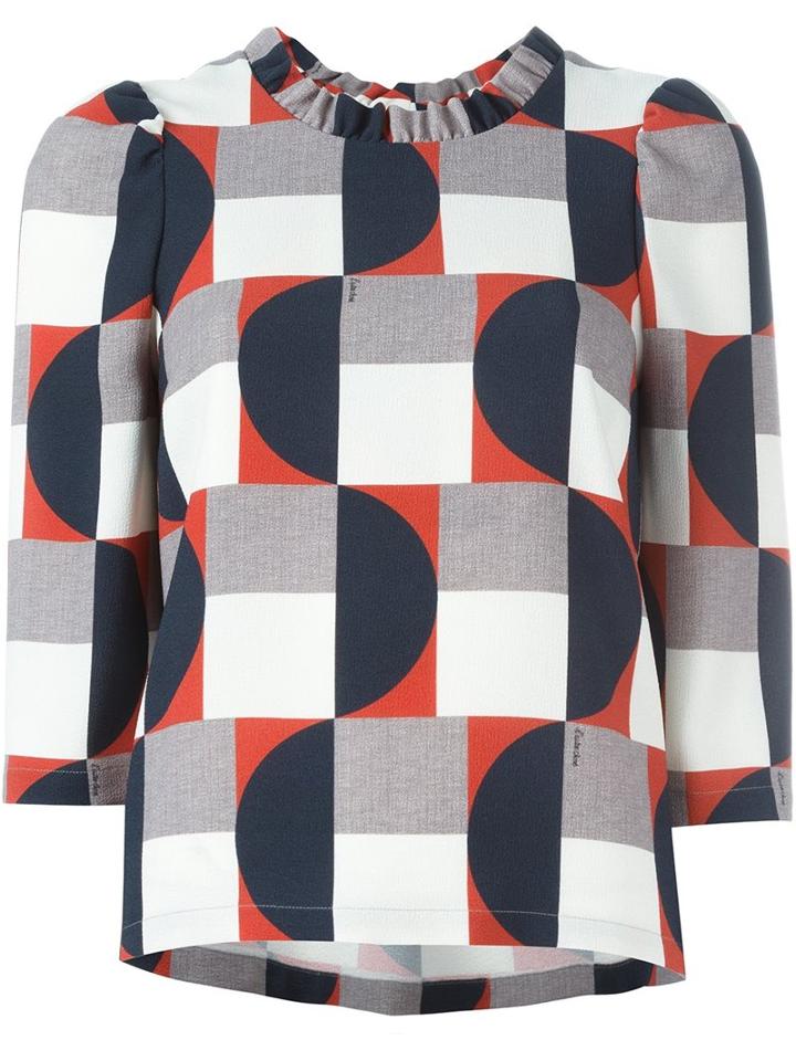 L'autre Chose Geometric Print Blouse, Women's, Size: 44, Polyester/spandex/elastane