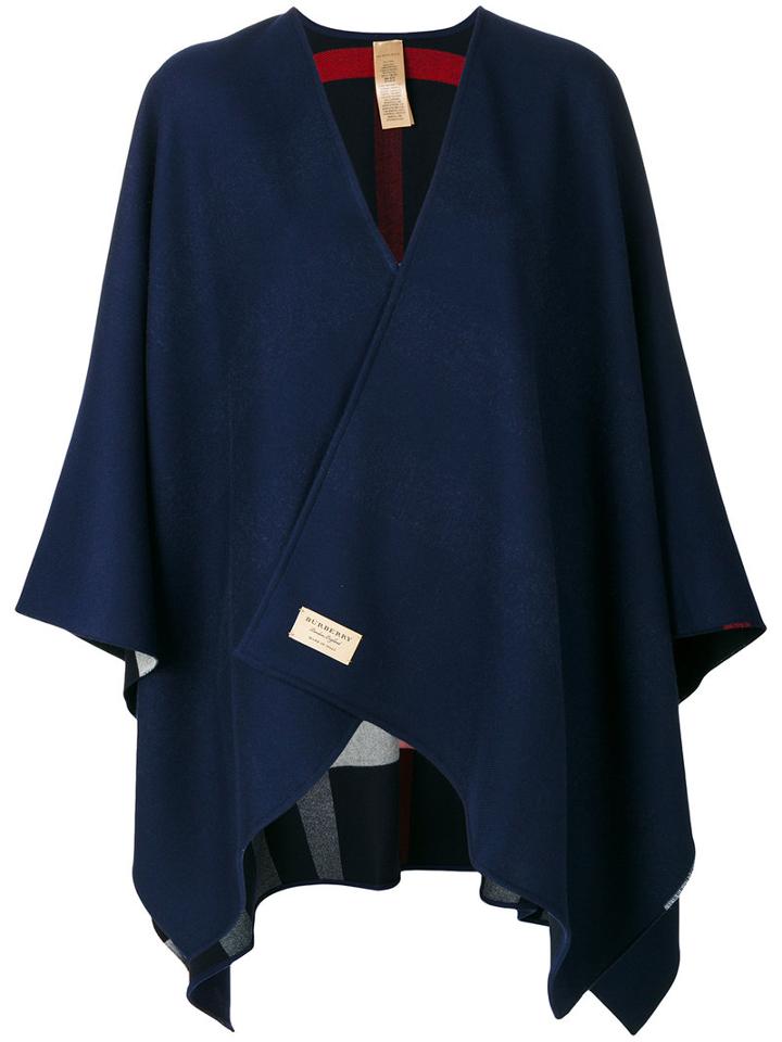 Burberry - Reversible Poncho - Women - Merino - One Size, Blue, Merino