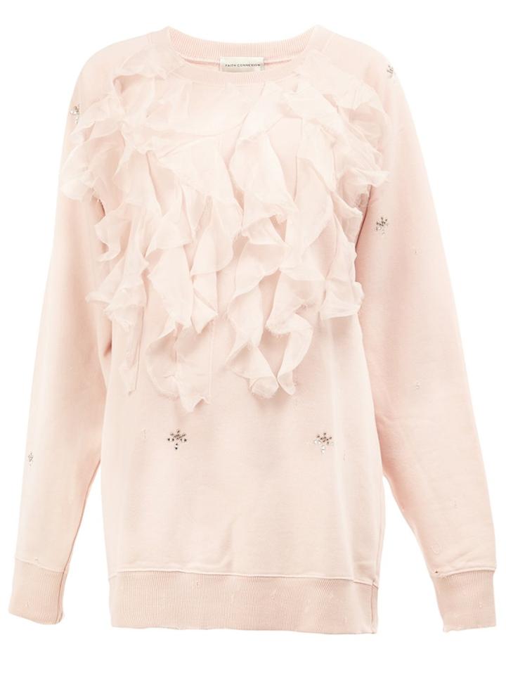 Faith Connexion Ruffled Applique Sweatshirt - Pink & Purple