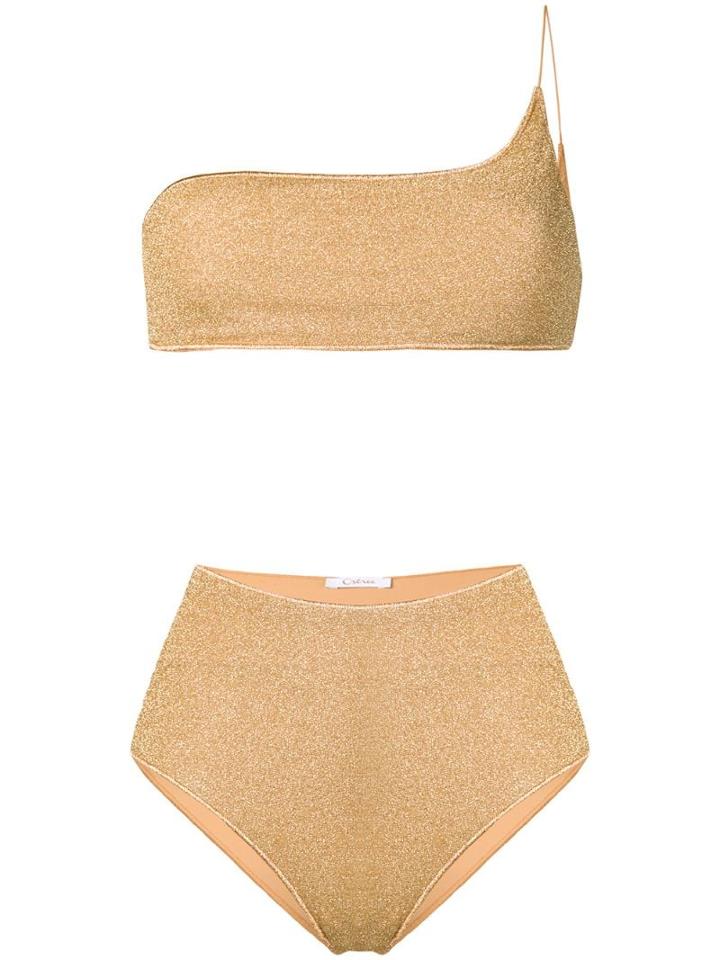Oseree Lumière One-shoulder Swimsuit - Gold
