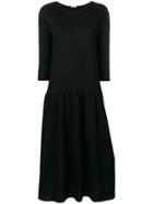 Apuntob Flared Midi Dress - Black