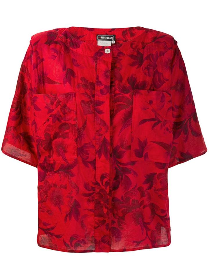 Fendi Vintage 1980's Structured Shoulders Floral Blouse