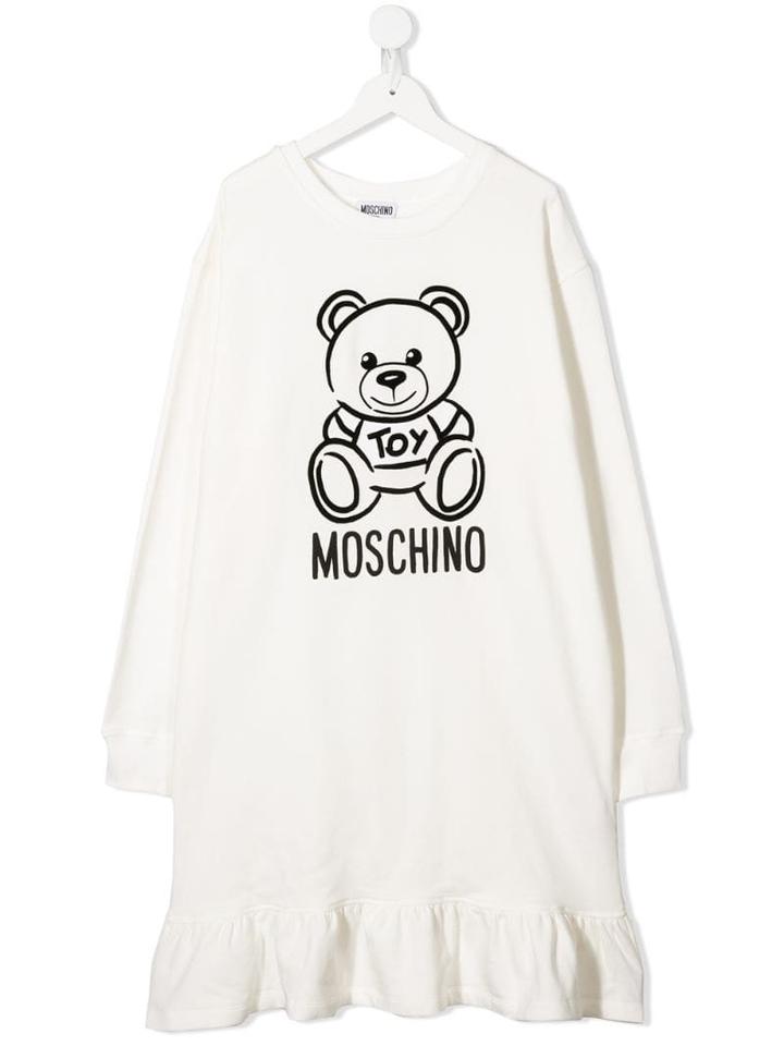 Moschino Kids Teen Teddy Bear Sweatshirt Dress - White