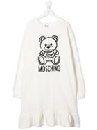 Moschino Kids Teen Teddy Bear Sweatshirt Dress - White