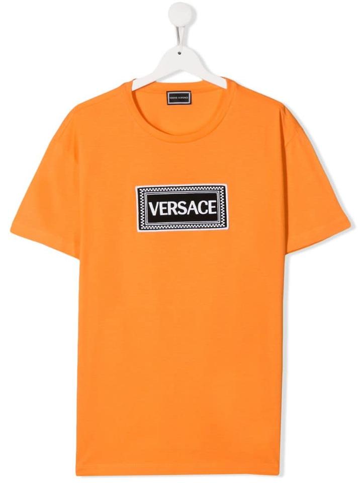 Young Versace Teen Logo Print T-shirt - Orange