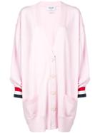 Thom Browne Rwb Cuff Oversized Merino Cardigan - Pink