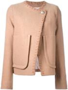 See By Chloé Asymmetrical Patch Pocket Jacket, Women's, Size: 38, Nude/neutrals, Wool/polyamide/polyester/acetate