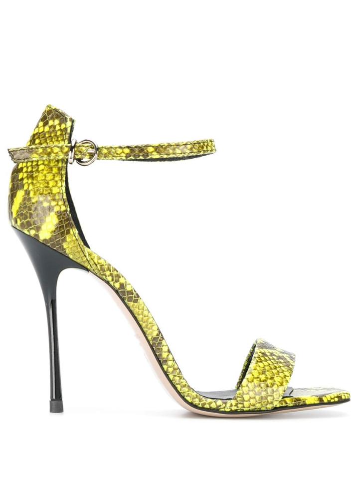 Marc Ellis Animalier Snakeskin Effect Sandals - Yellow