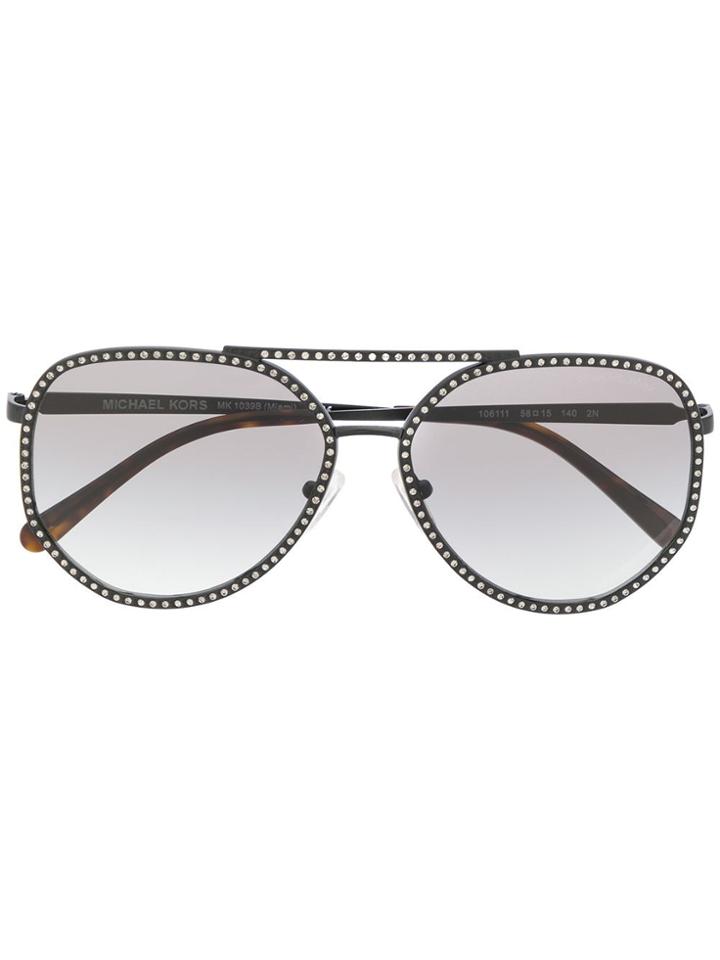 Michael Kors Embellished Aviator Sunglasses - Black