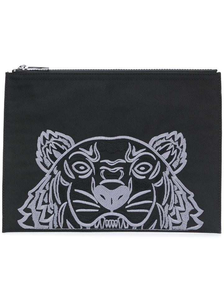 Kenzo Tiger Embroidered Clutch - Black