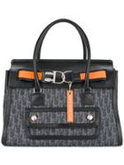 Christian Dior Vintage Trotter Pattern Denim Tote - Blue