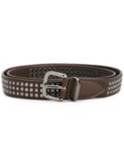 Eleventy Studded Belt, Men's, Size: 95, Brown, Leather/metal (other)