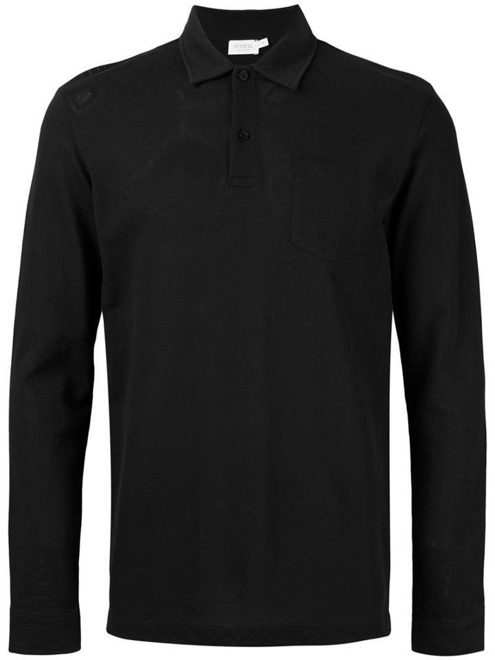 Sunspel - Longsleeved Polo Shirt - Men - Cotton - S, Black, Cotton