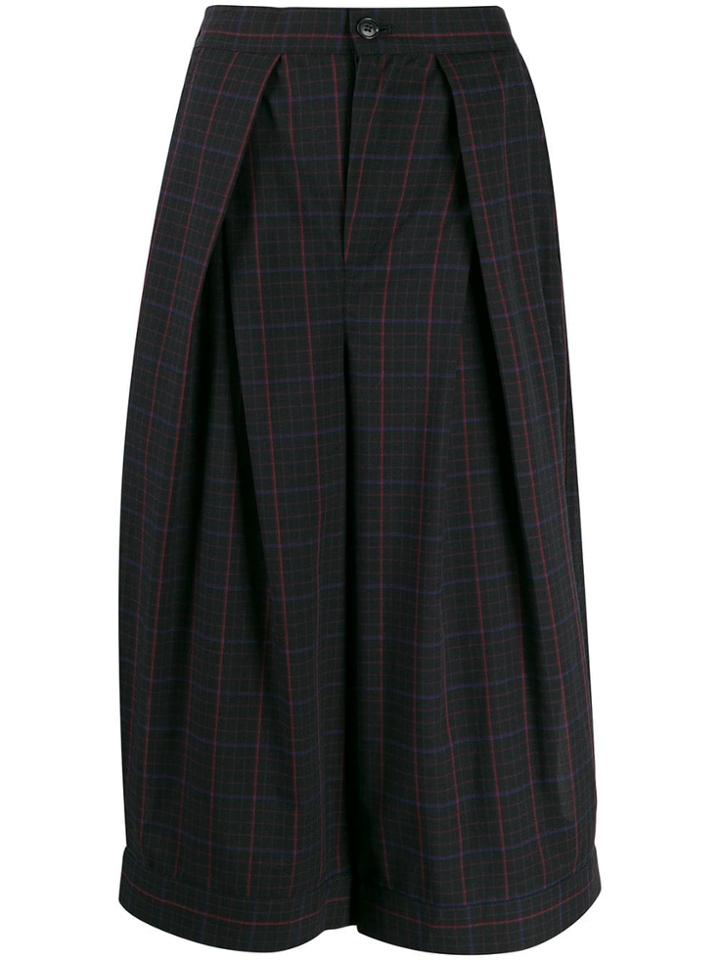 Zucca Checked Cropped Trousers - Black