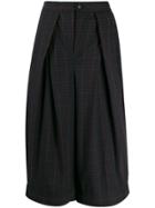Zucca Checked Cropped Trousers - Black