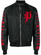 Philipp Plein Logo Embroidered Bomber Jacket - Black