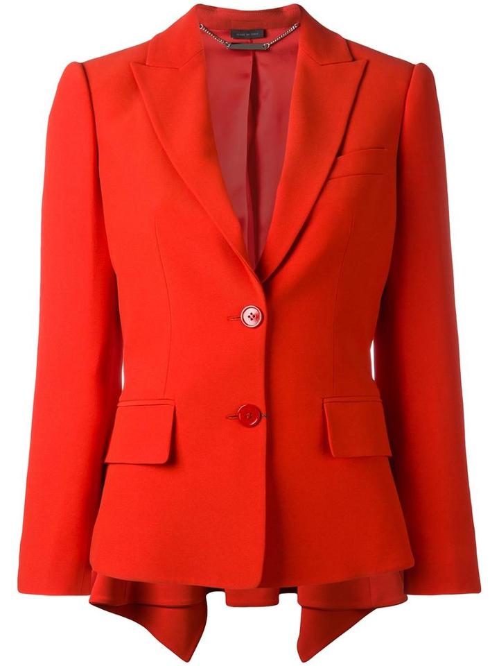 Alexander Mcqueen Tailored Blazer, Women's, Size: 40, Red, Viscose/acetate/cupro
