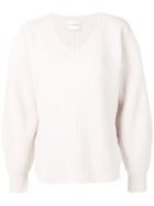 Fine Edge Oversized V-neck Jumper - Pink