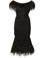Hervé Léger Ostrich Feather Trim Bandage Dress - Black