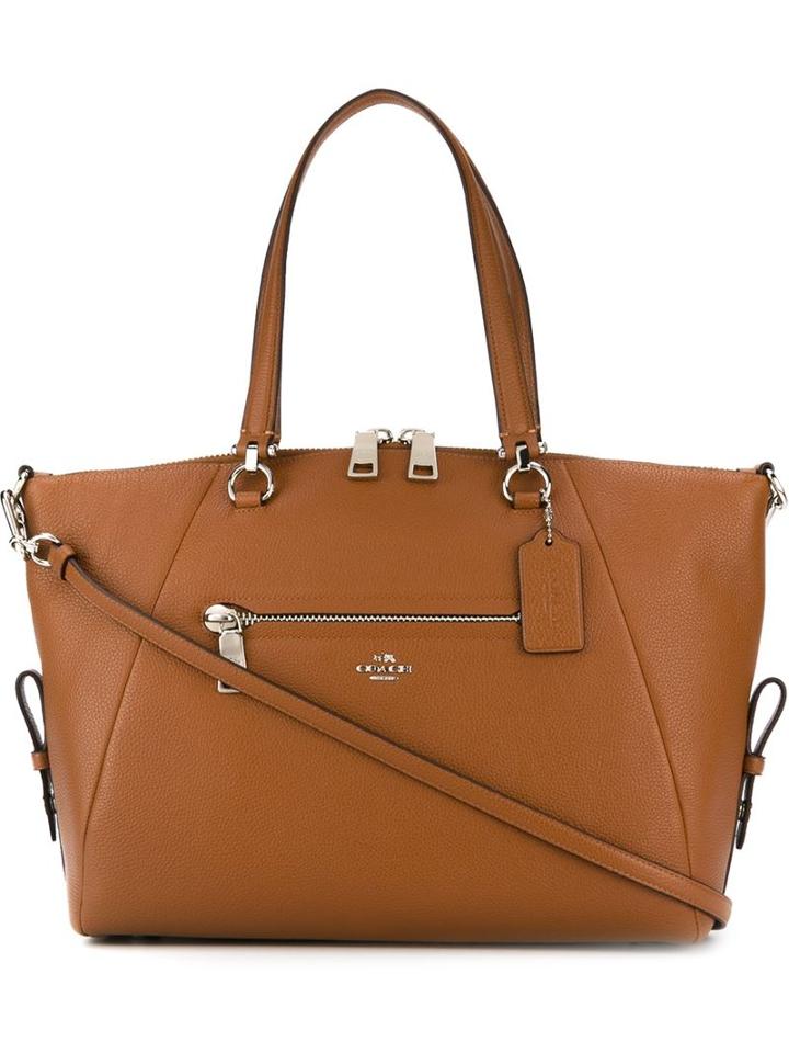 Coach Top Zip Tote, Women's, Brown, Leather