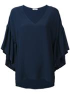 P.a.r.o.s.h. - Anja Top - Women - Silk/acetate - S, Blue, Silk/acetate