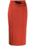 Palm Angels Stripe Detail Midi Skirt - Red