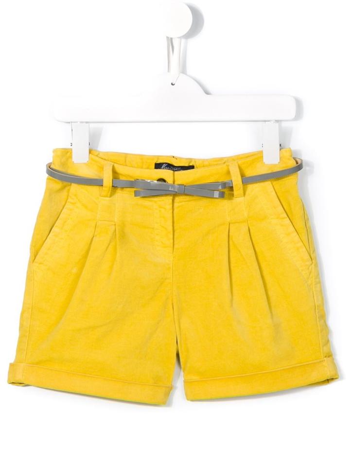 Miss Blumarine Bow Belt Shorts, Girl's, Size: 8 Yrs, Yellow/orange