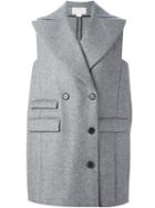 Antonio Berardi Double Breasted Sleeveless Coat, Women's, Size: 40, Grey, Virgin Wool