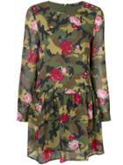 Twin-set Floral Camouflage Flared Dress - Green