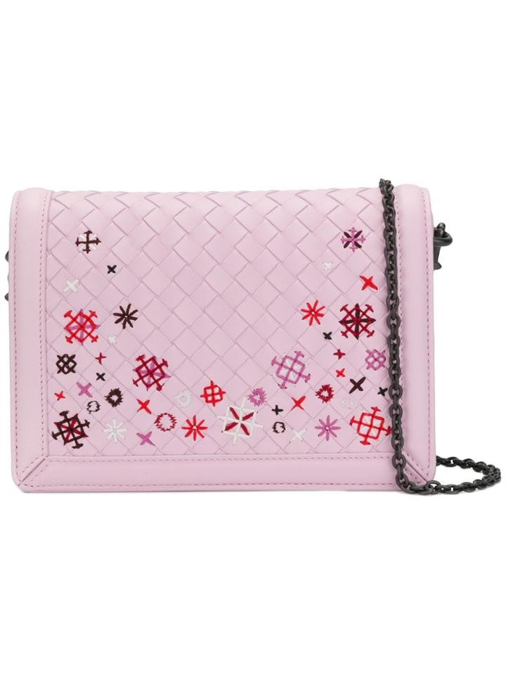 Bottega Veneta Embroidered Montebello Crossbody Bag - Pink & Purple
