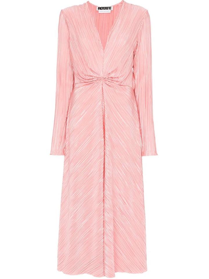 Rotate Plissé Midi Dress - Pink