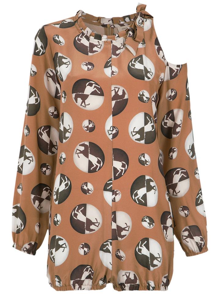 Adriana Degreas - Printed Playsuit - Women - Silk - M, Brown, Silk