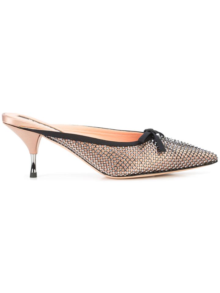 Rochas Rhinestone Evening Mules - Black